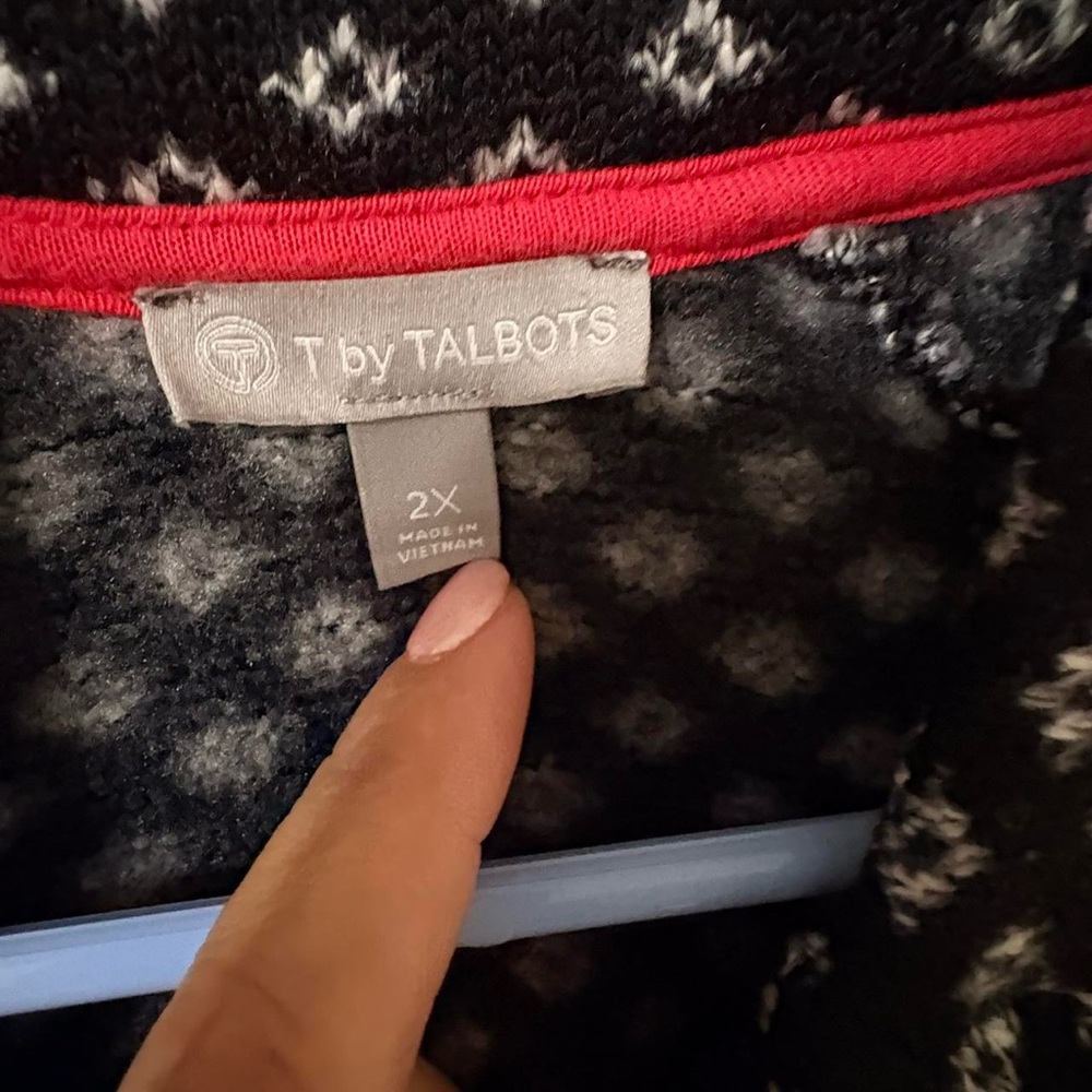Talbots Black and White Patterned Pullover with R… - image 5